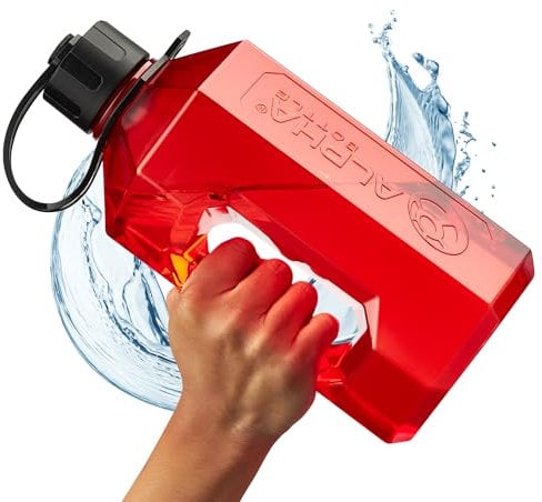 Alpha Designs | 2 Litre Water Bottle | 2.4l Large Drinks Water Jug | Gym, Holiday, Travel | Red