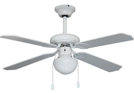 SVAN Ventilador de Techo con luz Blanco SVVE42T. 3 Velocidades, 4 Aspas,