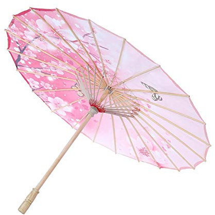 TOPINCN Parapluie En Papier Huilé Pour Femme Fait Main Imperméable à La Pluie Parapluie Coupe-Vent Motif Fleurs Chinoises Rose