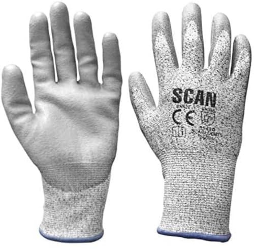 Scan SCAGLOCUT5XX Cut Resistant PU Coated Cut 5 Gloves Grey - Size 11 XXL