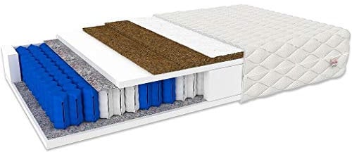 FDM FORTE MAX Taschenfederkernmatratze 80 x 200 cm 7-Zonen Matratze Härtegrad H2/H4 (Mittelweich/Hart) 25 cm Höhe Doppelte Kokos-Einlage Zweiseitig Bezug Abnehmbar Waschbar TFK