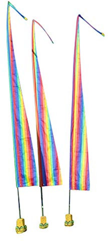 DEKOVALENZ Banderas de Bali Tela SANUR con Punta en Forma de Corazón, Longitudes, Longitud:4 Meter, Color:Arco Iris