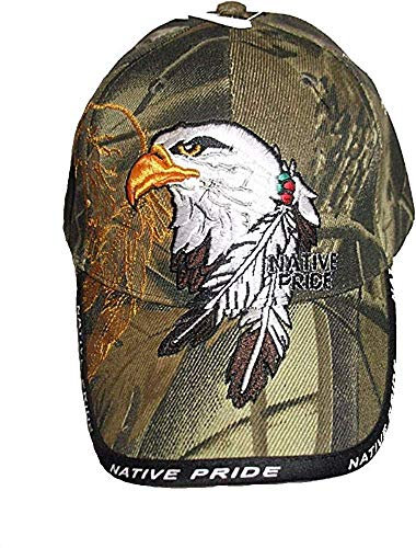 Basecap Cap mit Schild Bestickt Native Pride Adler oder Wolf schwarz (Adler Camouflage)