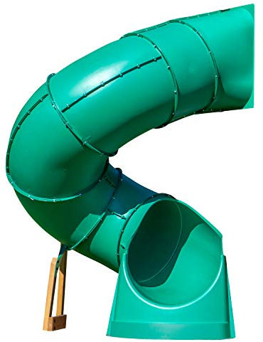 Backyard Discovery Spiral Tube Slide - Left Exit, Green - 24 Inside Diameter, 15 Sections, 250Lbs Capacity, Ages 3-10, Includes Support Lumber & Brackets, Mounts to 5Ft Deck Height