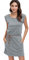 DOTIN Damen Sommerkleid Kurzarm Strandkleid Freizeitkleid Waves Tshirt Minikleid Jersey Kleid, Grau, M