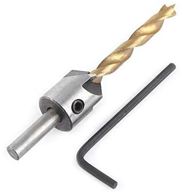 Senker Bohrer Set Fasenbohrer Set Kohlenstoffstahl Holzbearbeitung Senkbohrer Rundschaft Holzbearbeitung Reibahle Bohrwerkzeug mit Inbusschlüssel(5mm)