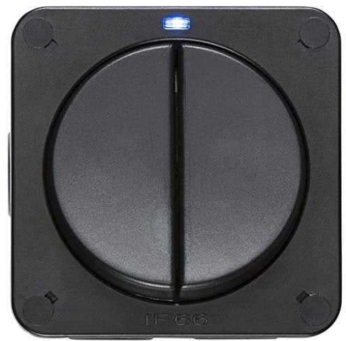 Knightsbridge OP3 Outdoor Weatherproof Double Switch, Black, 66.0 mm*90.0 mm*90.0 mm