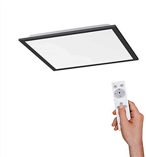 SellTec LED Panel Rahmen schwarz, dimmbar per Fernbedienung, Lichttemperatur CCT warmweiß – kaltweiß Home Office (45x45cm)…