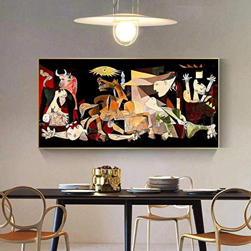 LLNN Berühmte Picasso Guernica Leinwand Wandkunst Gemälde Reproduktionen Poster und Drucke Wandkunst Bilder für Wohnzimmer Dekor 80x160cm (31 x63) Kein Rahmen