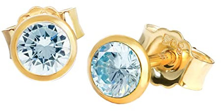 NKlaus Paar Ohrstecker echt Blautopas Gelbgold 585 14 Karat Gold 4,0mm kleine Ohrringe 7939