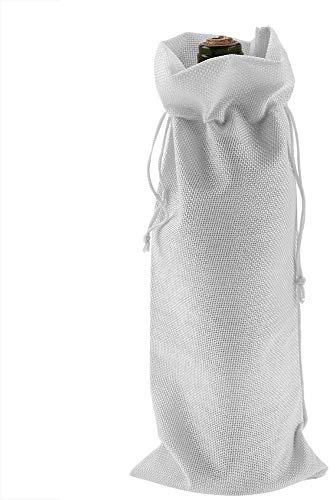 Bolsas de Vino Tinto de 12 Piezas para Botellas de Vino Tela de Lino Simple con Cubierta Decorativa de champán con cordón(Blanco)