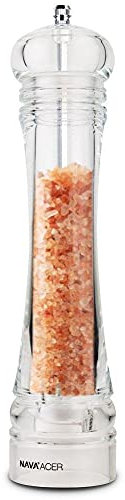 NAVA Gewürzmühle Acrylmühle Pfeffermühle transparent mit Keramikmahlwerk 27 cm