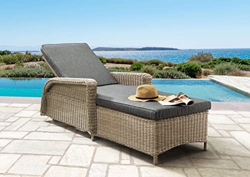 Destiny Gartenliege CASA 202x83x58cm inkl. Auflage, Polyrattan, Natur meliert