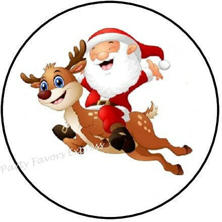 2cmØ 32-Stück! Aufkleber Sticker Briefumschlag-Siegel Post rund Santa Claus Reindeer Christmas Santa Claus Reentier WEIHNACHTSMANN R105