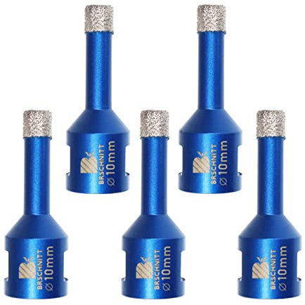 Diamond Drill Bit 10mm,BRSCHNITT 5pcs M14 Vacuum Brazed Diamond Tip Drill Bit for Tile Porcelain Stoneware Ceramic Marble Granite Drilling,Suitable For Angle Grinders