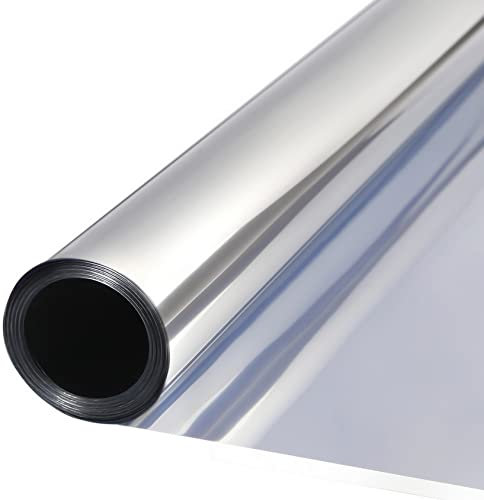 Wholede Vinilo Pet Película Adhesiva Lámina de Espejo para Ventanas Cristal Unidireccional Protector de Privacidad Anti 99% UV y Anti 85% IR para Hogar y Oficina (90 * 400cm)