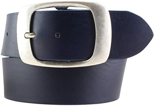 BELTINGER Jeansgürtel aus Vollrindleder 5 cm mit Doppel-Schnalle | Leder-Gürtel 50mm | Breiter Ledergürtel aus echtem Leder | Marine 100cm