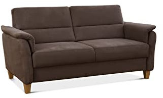 CAVADORE 3er-Sofa Palera mit Federkern / Kompakte Dreisitzer-Couch im Landhaus-Stil / passender Sessel und Hocker optional / 179 x 89 x 89 / Mikrofaser, Braun