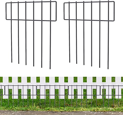25 Pack Animal Barrier Fence, 17 in(H) X 27 Ft(L) Decorative Garden Fence, Rustproof Metal Wire Garden Border Fence, Dog Rabbits Ground Stakes Fence for Garden.