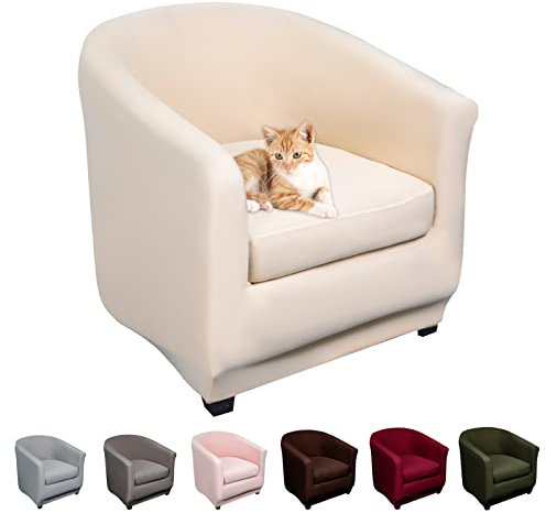 Lydevo Sesselhussen Clubsessel Stretch Sesselschoner Sesselbezug Tub Chair Cover Couchbezug Elastisch Anti-Rutsch Club Sesselüberwürfe Husse für Loungesessel,Beige