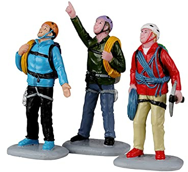 Lemax Vertical Mountain Climbers, Set Of 3, Green, Brown