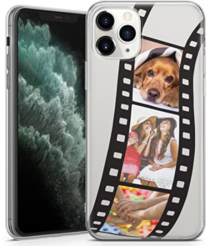 TULLUN Personalisierte Handyhülle für iPhone 13 - Klare Soft Gel Schutzhülle Benutzerdefinierte Foto Film Individuell Stil Design - Schwarz Diagonale Foto
