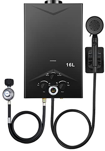 forimo Tankless Water Heater 4.21GPM 16L Outdoor Portable GasHot Water Heater Instant Propane Water Heater with Digital Display Multi-Protection for Camping Trips Boat Cabins