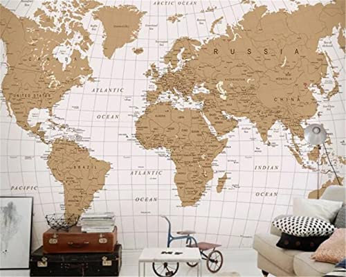 TANYANG Custom Photo Wallpaper World Map Background Mural Home Decor Living Room Bedroom Office Background Mural 3D Wallpaper 400Cm(W)×280Cm(H)