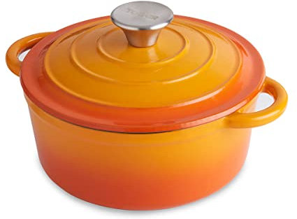 Tower Cast Iron Casserole Dish, Lava, 2 Litre