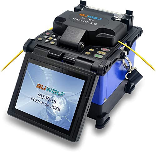 SUWOLF 5 LCD Haute Précision Soudeuse Fibre Optique/Fibre Opitcal Fiber Fusion Splicer pour Fibres SM, MM, NZ-DS et EDF avec cliveuse fibre optique (SU-FS18-5)