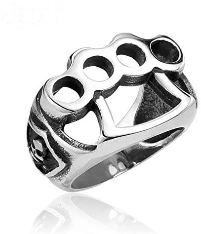 MAYIYAHO Schwarz Silber Farbe Punk Edelstahl Ringe Hochglanzpoliert Schmuck Hohle Faust Totenkopf Männer Frauen Paty Ring Geschenk