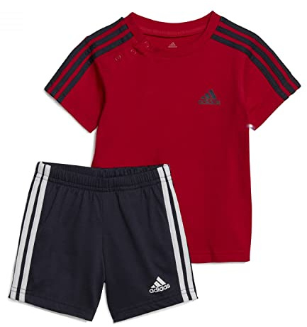 adidas Unisex Baby Youth/Baby Jogger I 3S Sport Set, Top:Better Scarlet Bottom:Legend Ink F17/White, IC7781, 74