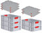 PROREGAL SuperSparSet 5x Eurobox NextGen Color mit Auflagedeckel & Schiebeschnappverschlüsse, HxBxT 17x40x60cm, 34L, Griffe rot geschlossen, Glatter Boden, Eurobehälter Transportbox Transportbehälter