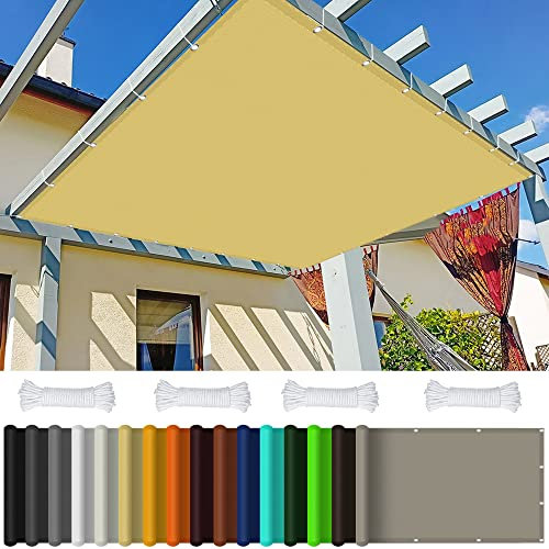 Voile d'ombrage Rectangulaire 4 x 9 m Voile d'ombrage pour pergola Store Pare-Soleil pour Balcon et Terrasse de Jardin Cour, Couleur Crème