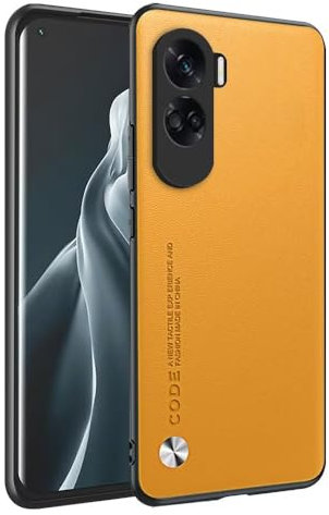 HONLEN Funda para Honor 90 Lite 5G (6.7 Inches) Carcasa de Negocios Respaldo de Cuero Amarillo