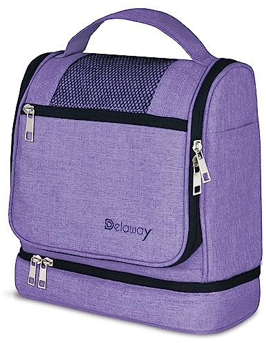 DELAWAY Trousse de toilette XXL à suspendre - Trousse de toilette de qualité supérieure - Design 2023, Violet, Trousse de toilette XXL