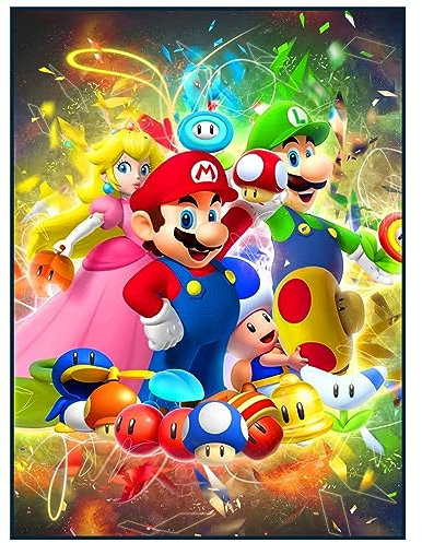 SCOOVY Maario 5D Diamond Painting Set, Anime DIY Bilder Diamant Malerei Kits für Kinder, Anime Tiere Diamant Kunst Handwerk Bild Kit, Zahlen Diamond Painting Zubehör für Geschenke, Wand, Wohnkultur