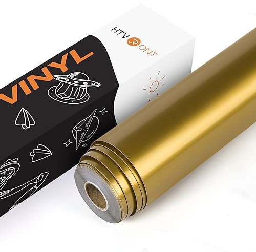 HTVRONT Adhesive Vinyl Roll - 12 x 25ft(30.5x762CM) Permanent Gold Adhesive Vinyl Rolls for Craft Projects,Signs,Scrapbooking (Glossy Gold)