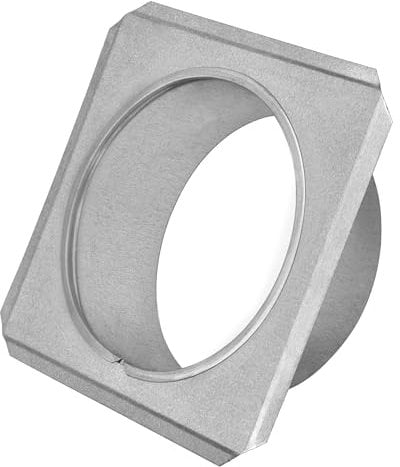 KOTARBAU® Rosetta per canna fumaria, Ø 140 mm, zincata, con flangia, tubo per stufa, 190 mm x 190 mm, copertura da parete argentata, rosetta decorativa per camino, rivestimento da parete