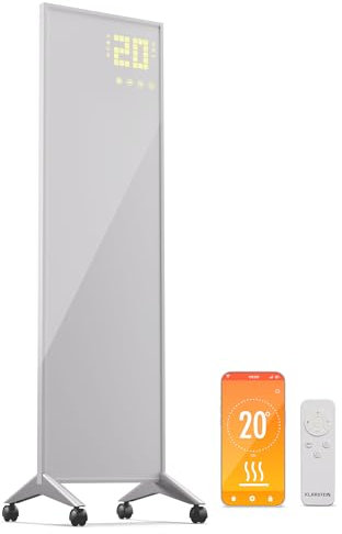KLARSTEIN Stufa Elettrica Infrarossi Basso Consumo, Pannello Radiante Infrarossi 400W, Telecomando e Timer, WiFi App, Pannelli a Infrarossi Riscaldamento, Pannello Infrarossi per Riscaldamento No CO2