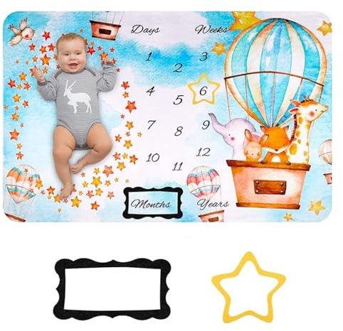 Tokaneit Monats Decke für Jungen und Mädchen, Kind Meilenstein Decke Fotodecke, Kind Meilensteindecke, Decke mit Monat, Geschenke für Mütter und Kinder Unisex, Weich Dick Groß (100×150cm)