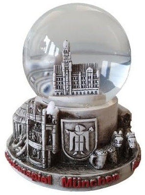 Schneekugel München Marienplatz | grau klein Antiklook