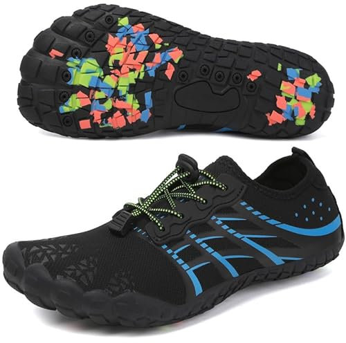 ziitop Barfußschuhe Herren Wasserschuhe Damen Barfußschuhe Damen Wasserschuhe Herren Aquaschuhe Strandschuhe Schnell Trocknen Surfschuhe Schwimmschuhe für Beach Pool Surfen Yoga(Schwarz Blau 43EU)