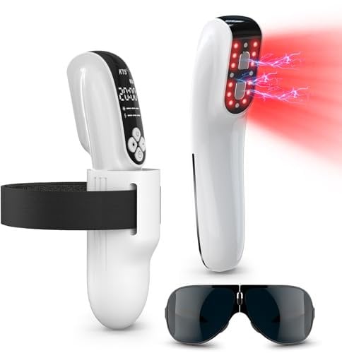 KTS Upgrade Kaltlaser Therapiegerät, 2-in-1 Rotlichttherapiegerät, Infrarot Lichttherapie für Körper Schmerzlinderung, Gelenk- und Muskelpflege (4 * 808nm+12 * 650nm) (weiß)