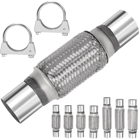 Mardatt Lot de 3 tuyaux d'échappement flexibles en acier inoxydable - Double tresse - Pince en U - Colliers en U - Pour bus de voitures et camions (4,7 x 15,7 x 25,4 cm)