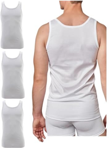 GICIPI Canotta Cotone pregiato Spalla Larga Intima in Filo di Scozia da Uomo Pacco da 4 (IT, Testo, XL, Regular, Regular, Bianco)