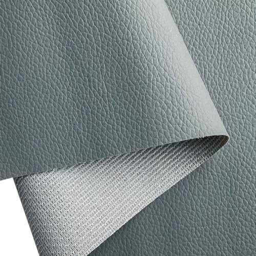 XHT Hochwertiges Kunstleder Meterware, Lederimitat, Wasserdicht, Nähen, Reparatur, Premium Lederstoff (Grau-200 x 160cm)