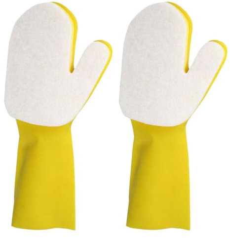2PCS Pool Cleaning for Swimming Pool Hot Tub Spa Scrubbing Mitt Waterproof Glove with Scouring Pad (White)