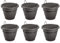 Acan Tradineur - Pack de 6 macetas Redondas de plástico con Soporte para Pared, macetero, Tiesto Colgar, Recipiente, Plantas, Flores, balcón, Porche, hogar, Fabricada en España (Antracita - Ø 25 cm)