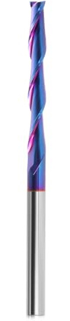 HOZLY Extra Long CNC Spiral Router Bits Up Cut 1/4 inch Shank, 2 inch Cutting Length Long Router Bits 1/4 Carbide End Mill, 4 Inch Total Length Nano Blue Coated Spiral CNC Router Bit for Wood Carving